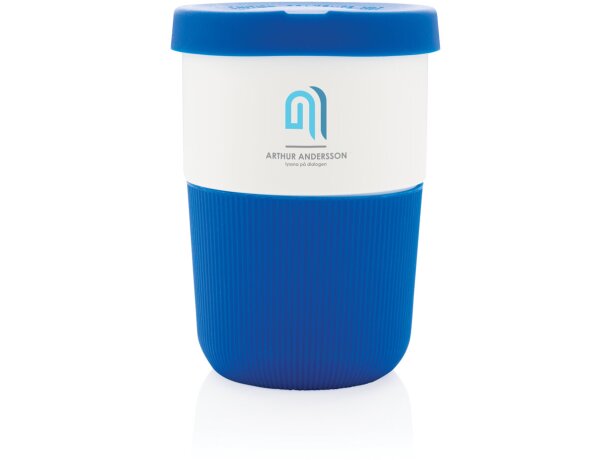 Tazas PLA café 380ml elegantes y sostenibles con agarre de silicona Azul detalle 24