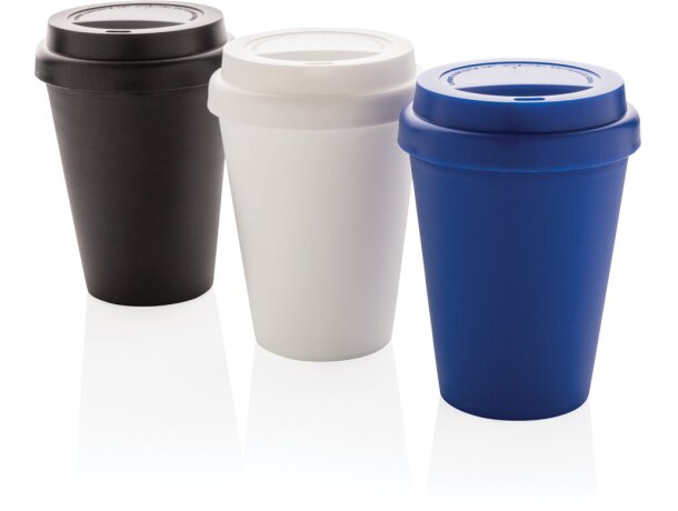 Tazas reutilizables de doble pared 300ml para café caliente y seguro Azul detalle 23