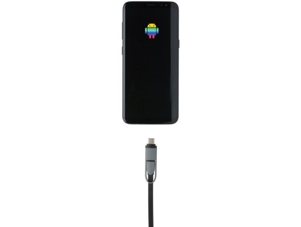 Cargadores USB retráctiles 3 en 1 para ios y android sin enredos Negro detalle 4