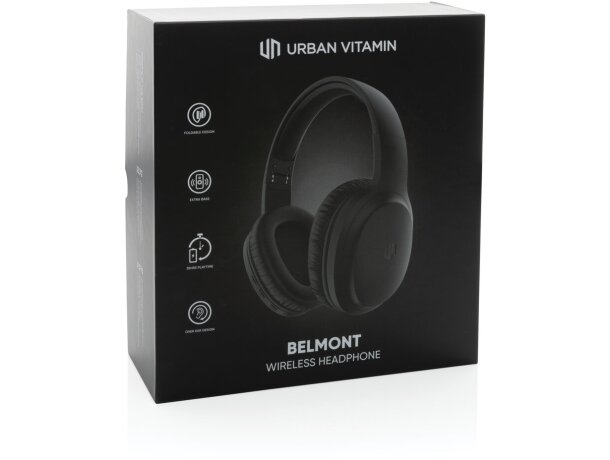 Auriculares personalizados Belmont inalámbricos Urban Vitamin bajos intensos Negro detalle 15