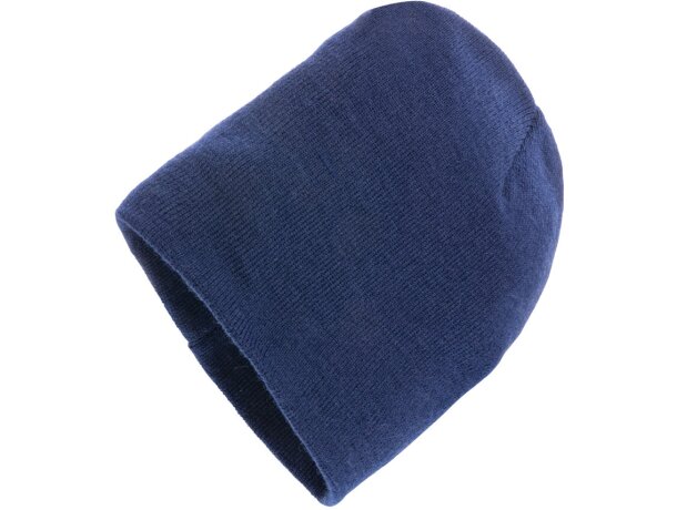 Gorro de lana con logotipo Impact Aware ligero con hilo Polylana reciclado Azul marino detalle 18