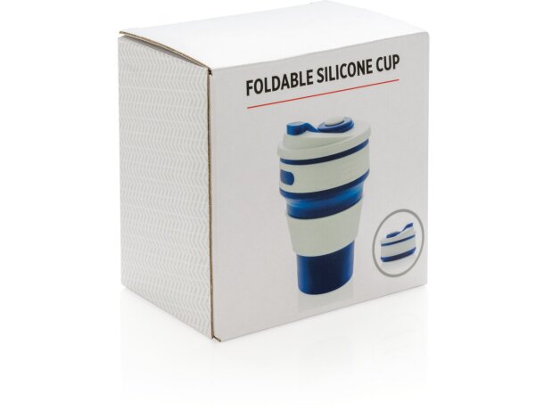 Taza barata publicitaria plegable de silicona 350ml fácil de limpiar Azul detalle 33