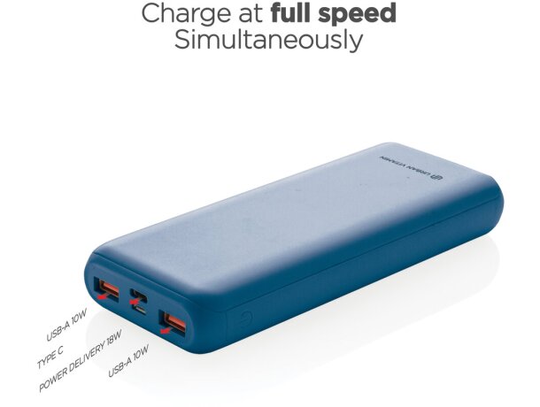 Batería externa corporativa de 20000 mah en plástico Azul detalle 22