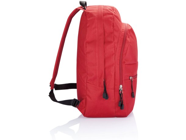 Mochila infantil personalizada Basic poliéster 600D y 3 bolsillos con cremallera Rojo detalle 3