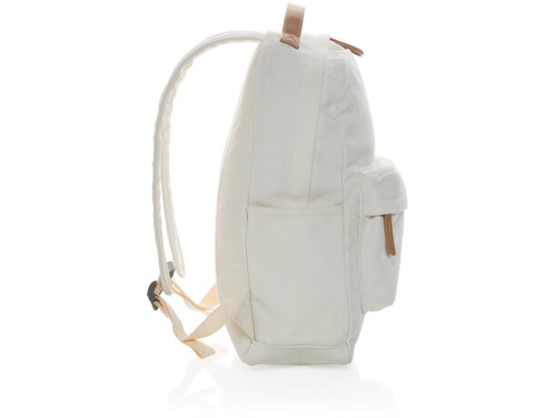 Mochilas para portátil personalizadas con lona reciclada y ahorro de agua Blanco detalle 2