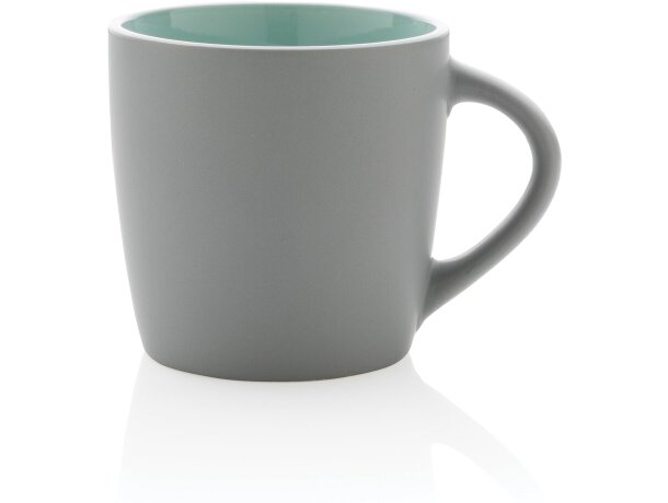 Tazas de cerámica mate con interior colorido 300ml aptas lavavajillas Verde/gris detalle 25