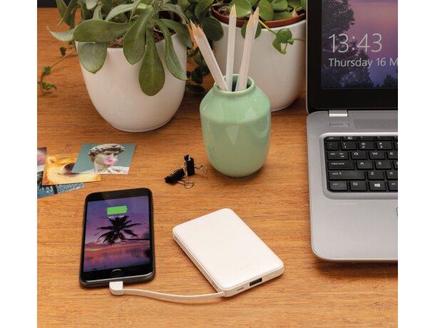 Powerbank 5.000 mAh de bolsillo con cables integrados 3 en 1 Blanco detalle 20