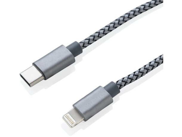 Cargador USB personalizable cable 3 en 1 tipo C 120cm durable Gris detalle 4