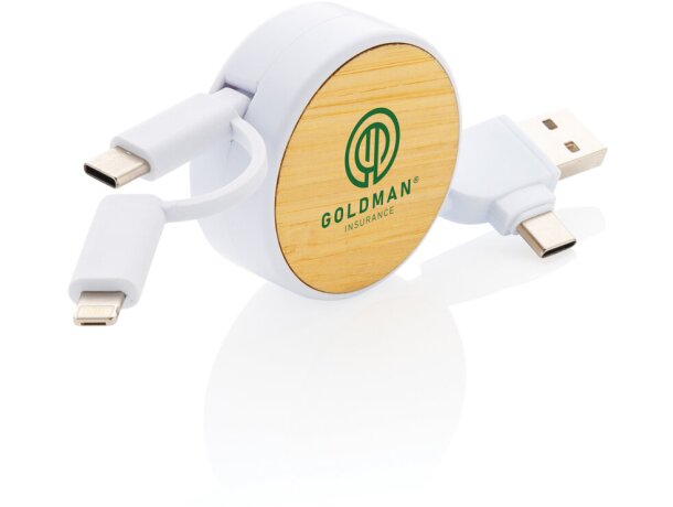 Cargadores USB personalizados multicable retráctil con 5 conectores Blanco detalle 6