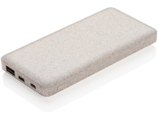 Powerbank ultraplano 10.000 mAh fibra de trigo natural y ABS Marron detalle 8