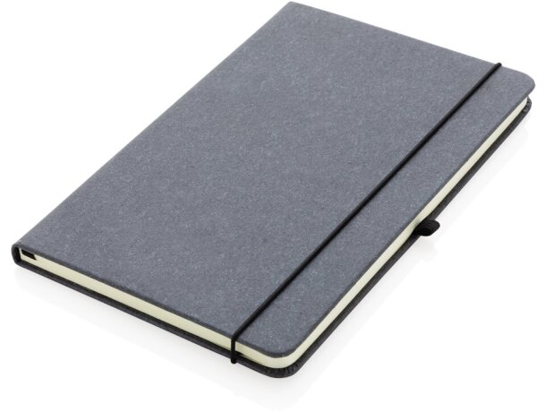 Libretas con banda elastica de cuero reciclado tapa dura 80 hojas Gris detalle 1