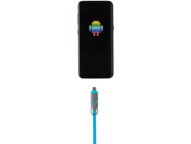 Cargadores USB retráctiles 3 en 1 para ios y android sin enredos Azul detalle 33