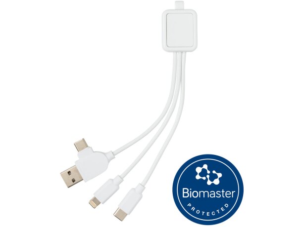 Cargadores USB cable 6 en 1 antimicrobiano con protección permanente Blanco detalle 8