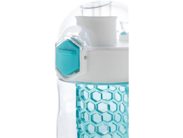 Botella infusora Honeycomb antigoteo personalizada turquesa