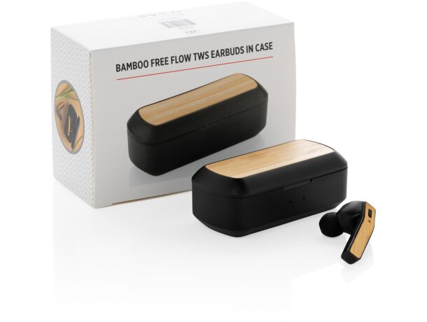 Auriculares bamboo free flow tws con estuche de carga y bt 5.0 Negro detalle 5