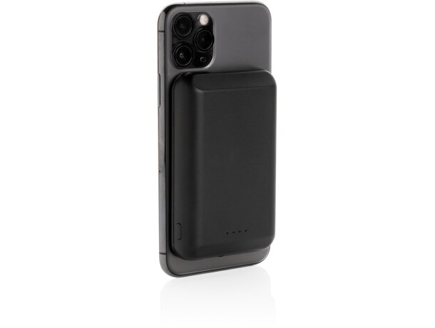 Powerbank publicitario inalámbrico magnético para iphone 12 y android Negro detalle 1