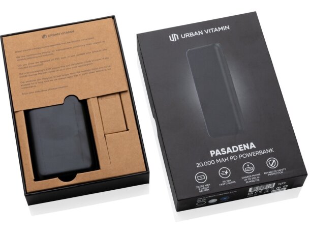 Batería externa corporativa de 20000 mah en plástico Negro detalle 8