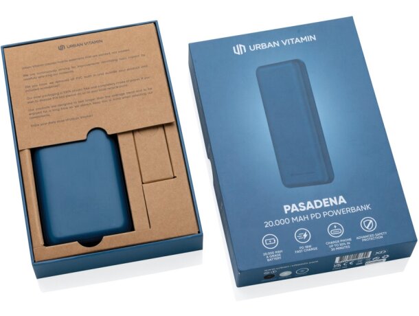 Batería externa corporativa de 20000 mah en plástico Azul detalle 30