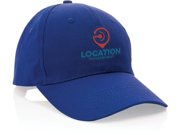 Gorras de béisbol eco aware 100% recicladas con ahorro real de agua Azul detalle 41