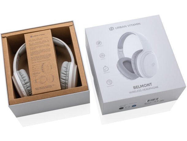 Auriculares personalizados Belmont inalámbricos Urban Vitamin bajos intensos Blanco detalle 31