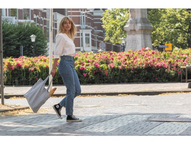 Bolsa de algodón promocional eco-impacto con tecnología aware y ahorro de agua Gris detalle 7