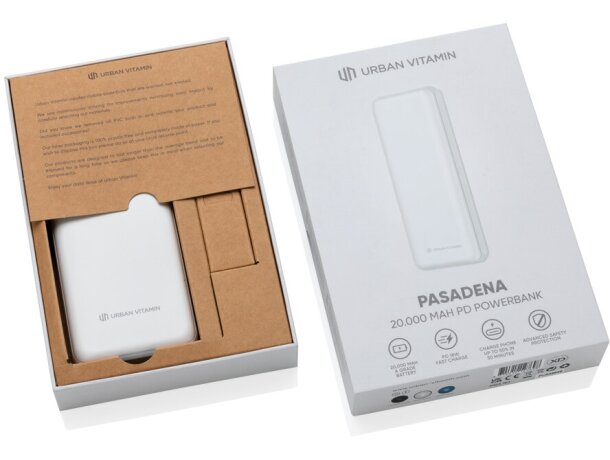 Batería externa corporativa de 20000 mah en plástico Blanco detalle 19