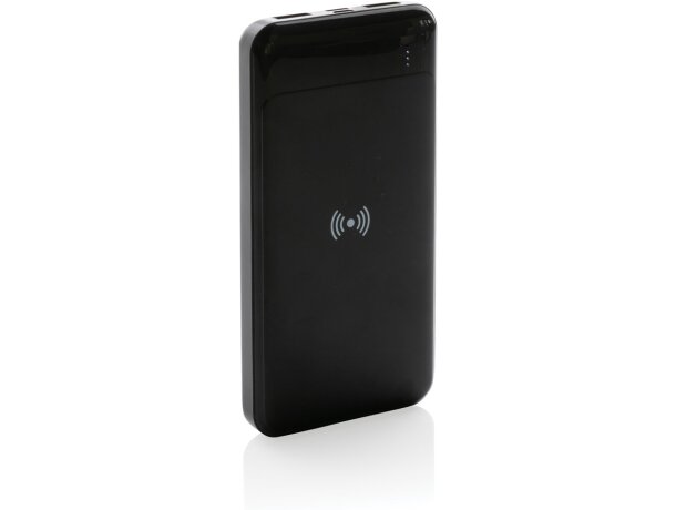 Powerbank inalámbrico 8.000 mAh de plástico reciclado certificado RCS Negro detalle 4