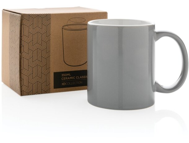 Tazas de cerámica clásica para café matutino 350ml aptas lavavajillas Gris detalle 15