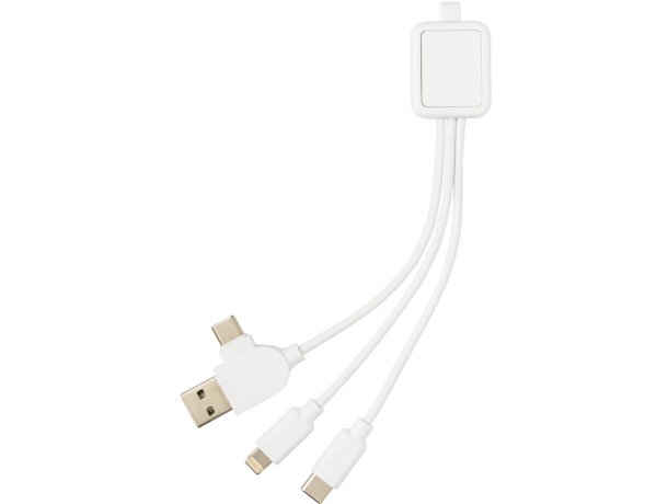 Cargadores USB cable 6 en 1 antimicrobiano con protección permanente Blanco detalle 3