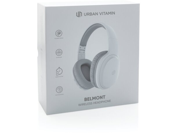 Auriculares personalizados Belmont inalámbricos Urban Vitamin bajos intensos Blanco detalle 30