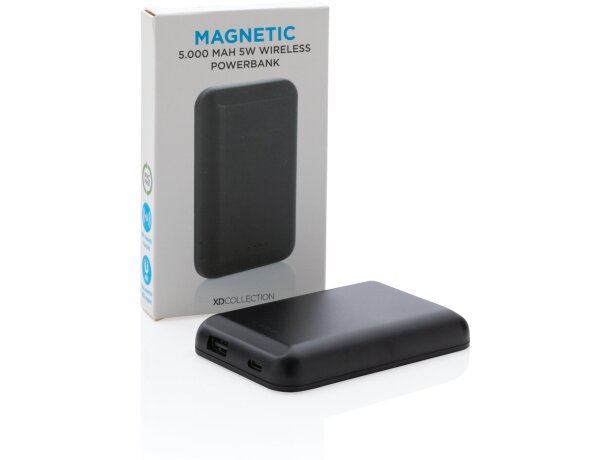 Powerbank publicitario inalámbrico magnético para iphone 12 y android Negro detalle 15