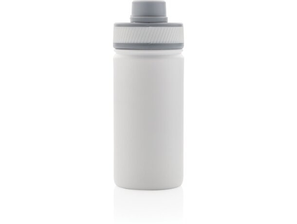 Botella de acero inoxidable al vacío con tapa deportiva 550m personalizada blanco/gris