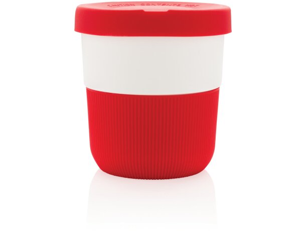 Tazas pla café 280ml sostenibles con agarre de silicona y tapa Rojo detalle 15