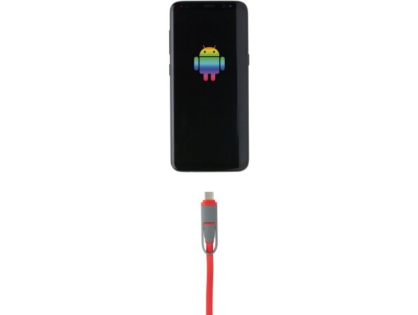 Cargadores USB retráctiles 3 en 1 para ios y android sin enredos Rojo detalle 24