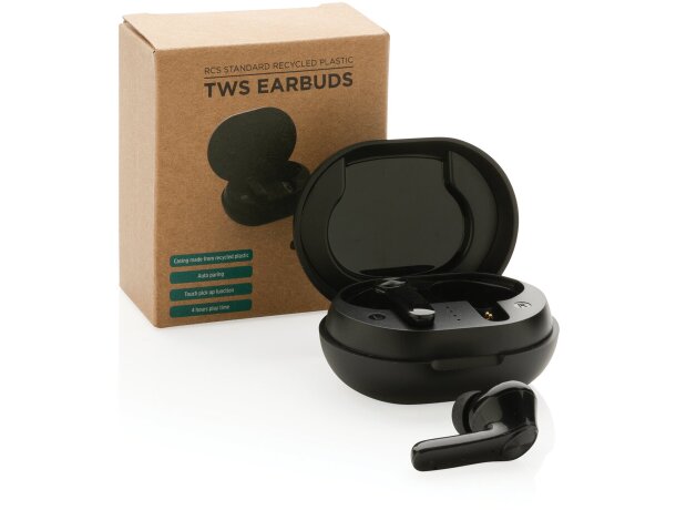 Auriculares de plástico reciclado ergonómicos Negro detalle 9