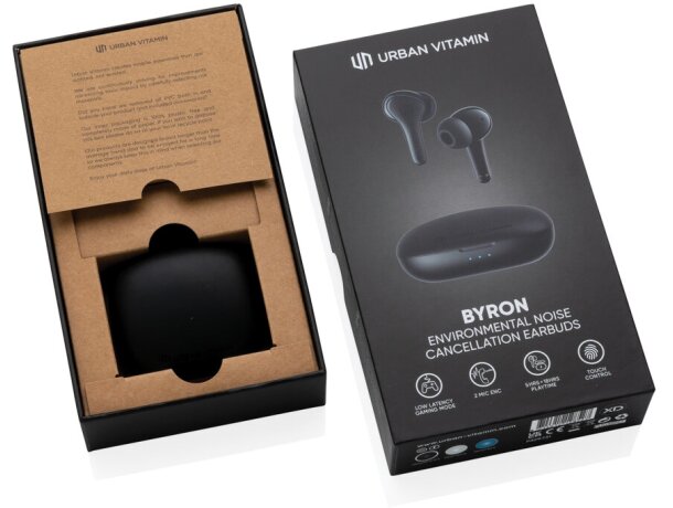 Auriculares Byron Urban Vitamin ENC inalámbricos con baja latencia y ENC Negro detalle 18