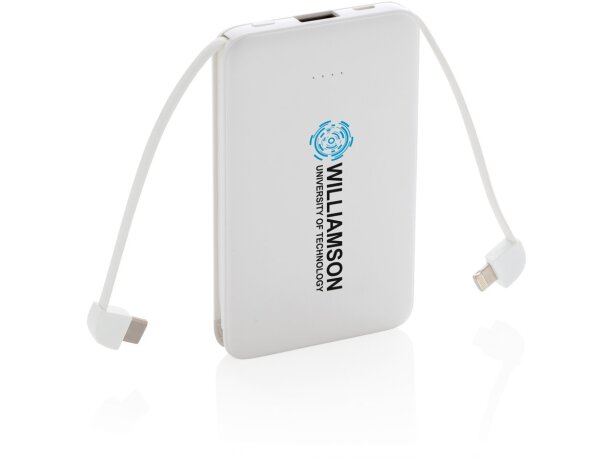 Powerbank 5.000 mAh de bolsillo con cables integrados 3 en 1 Blanco detalle 17