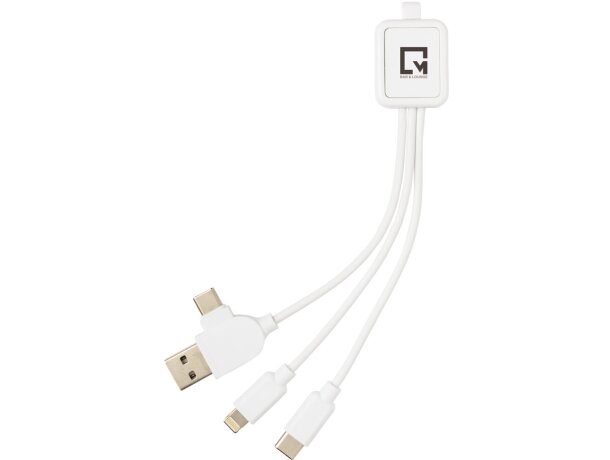 Cargadores USB cable 6 en 1 antimicrobiano con protección permanente Blanco detalle 4