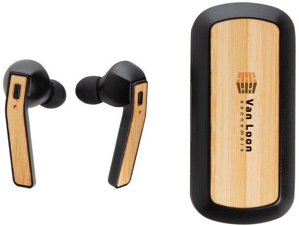 Auriculares bamboo free flow tws con estuche de carga y bt 5.0 Negro detalle 3