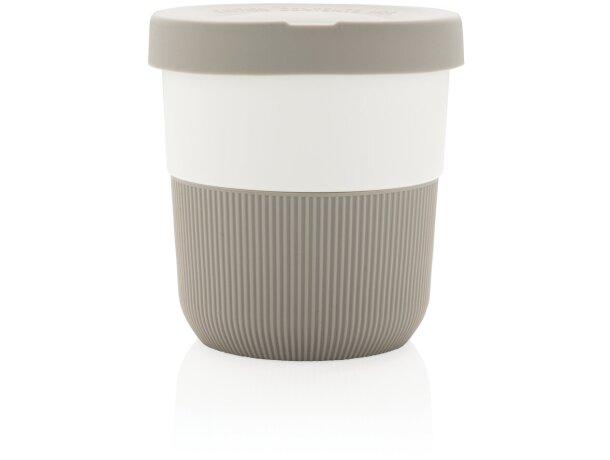 Tazas pla café 280ml sostenibles con agarre de silicona y tapa Gris detalle 8