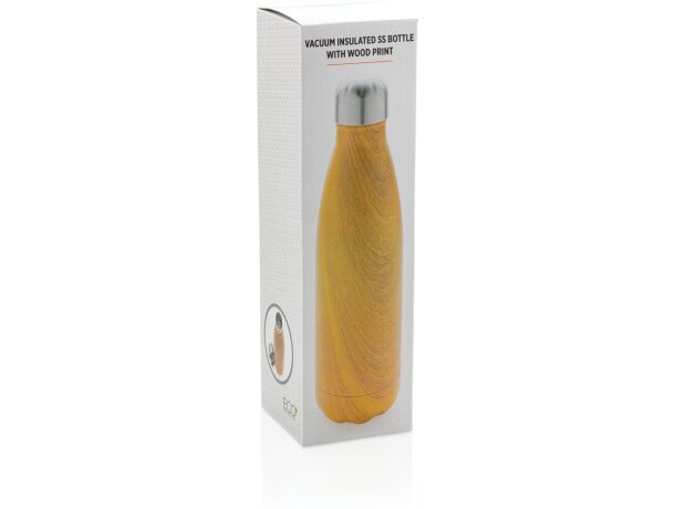 Botellas térmicas de acero inoxidable con estampado de madera 500ml Amarillo detalle 8