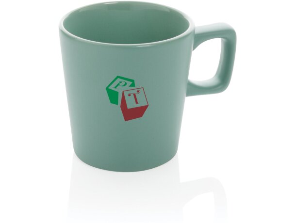 Tazas personalizadas baratas de cerámica mate 300ml aptas lavavajillas Verde detalle 44