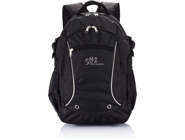 Mochila para portátil personalizada con ribetes reflectantes sin PVC Negro detalle 1