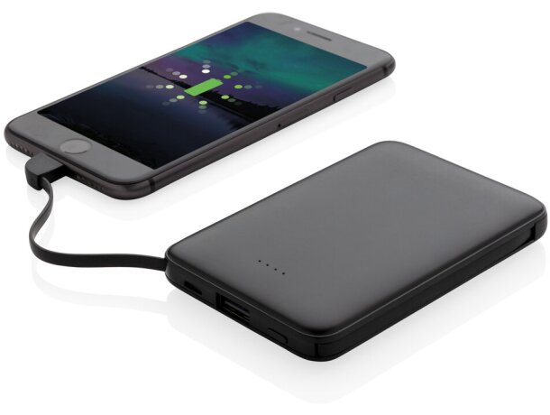 Powerbank 5.000 mAh de bolsillo con cables integrados 3 en 1 Negro detalle 5