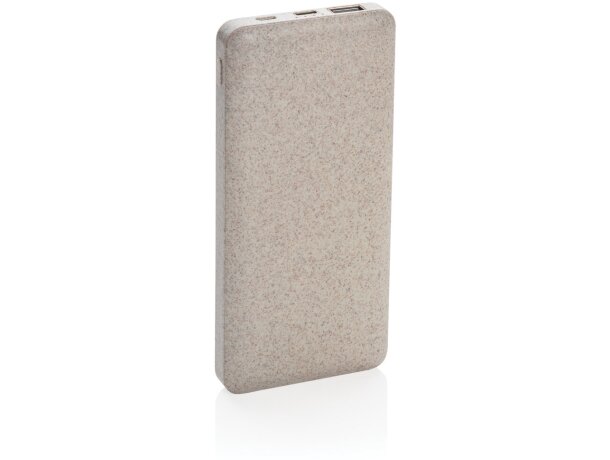 Powerbank ultraplano 10.000 mAh fibra de trigo natural y ABS Marron detalle 2