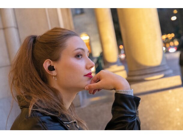 Auriculares serigrafiados con bluetooth de plástico Negro detalle 15