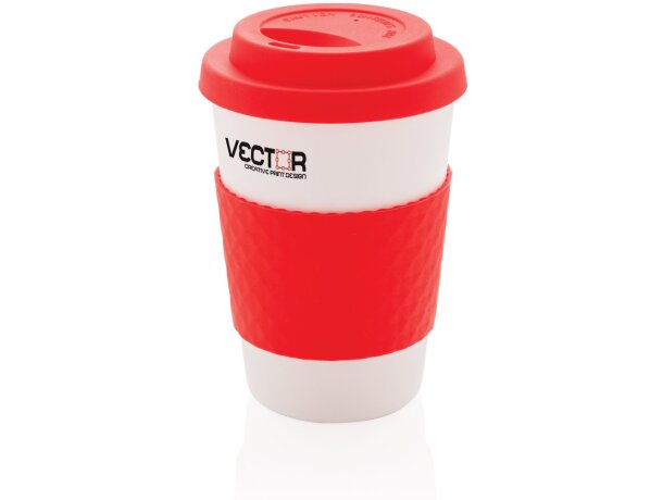 Taza corporativa reutilizable 270ml segura para alimentos y lavavajillas Rojo detalle 15