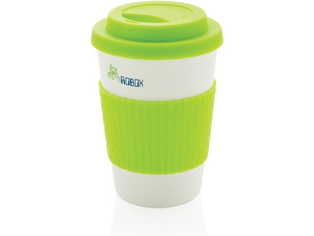 Taza corporativa reutilizable 270ml segura para alimentos y lavavajillas Verde detalle 27