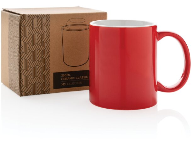 Tazas de cerámica clásica para café matutino 350ml aptas lavavajillas Rojo detalle 31