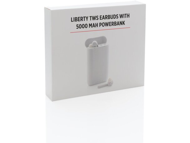 Auriculares con logo Liberty TWS con powerbank de 5.000 mAh y BT5.0 Blanco detalle 7